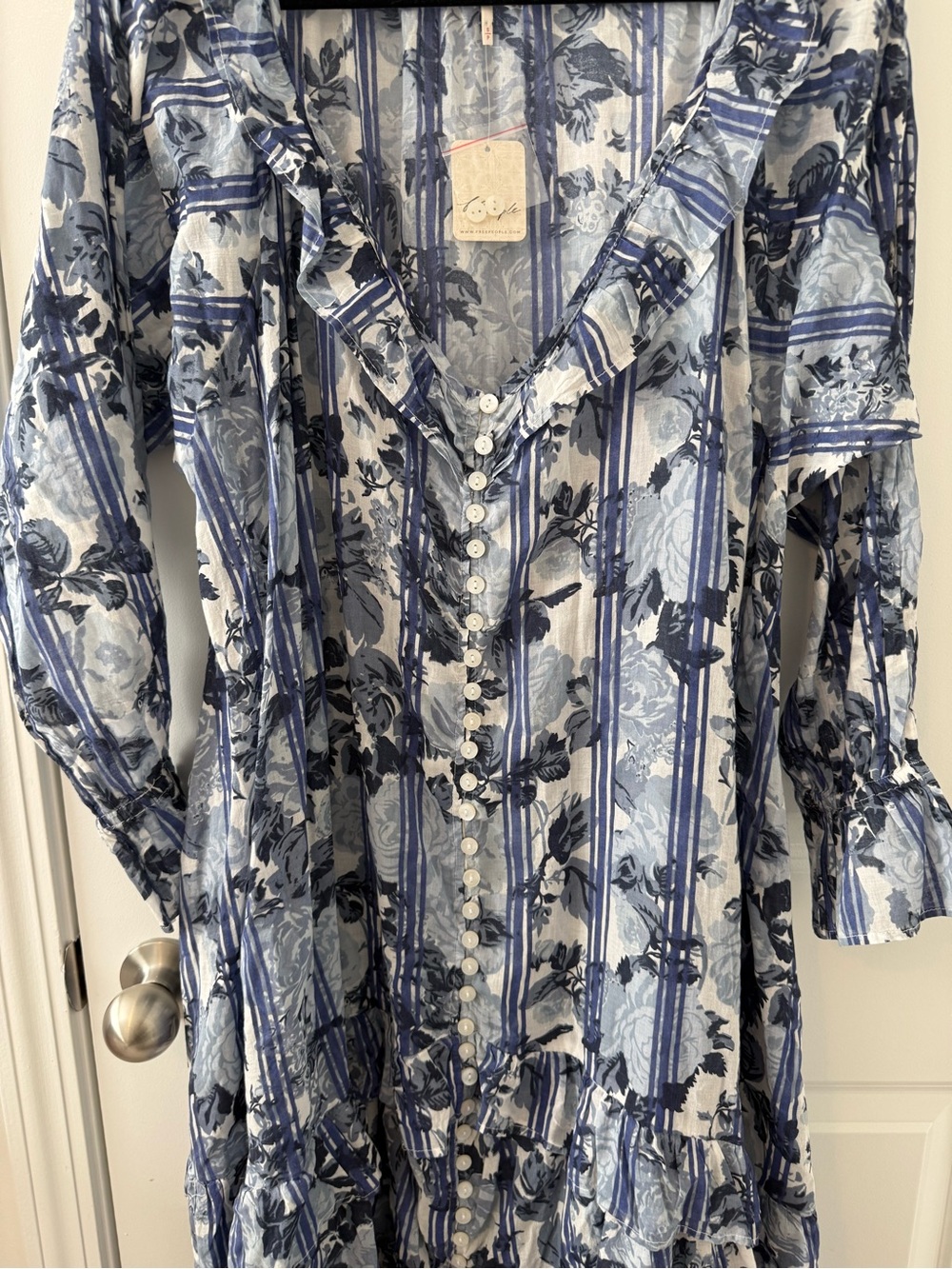 Free People NWT Blue Floral Midi Dress S - Picture 5 of 9